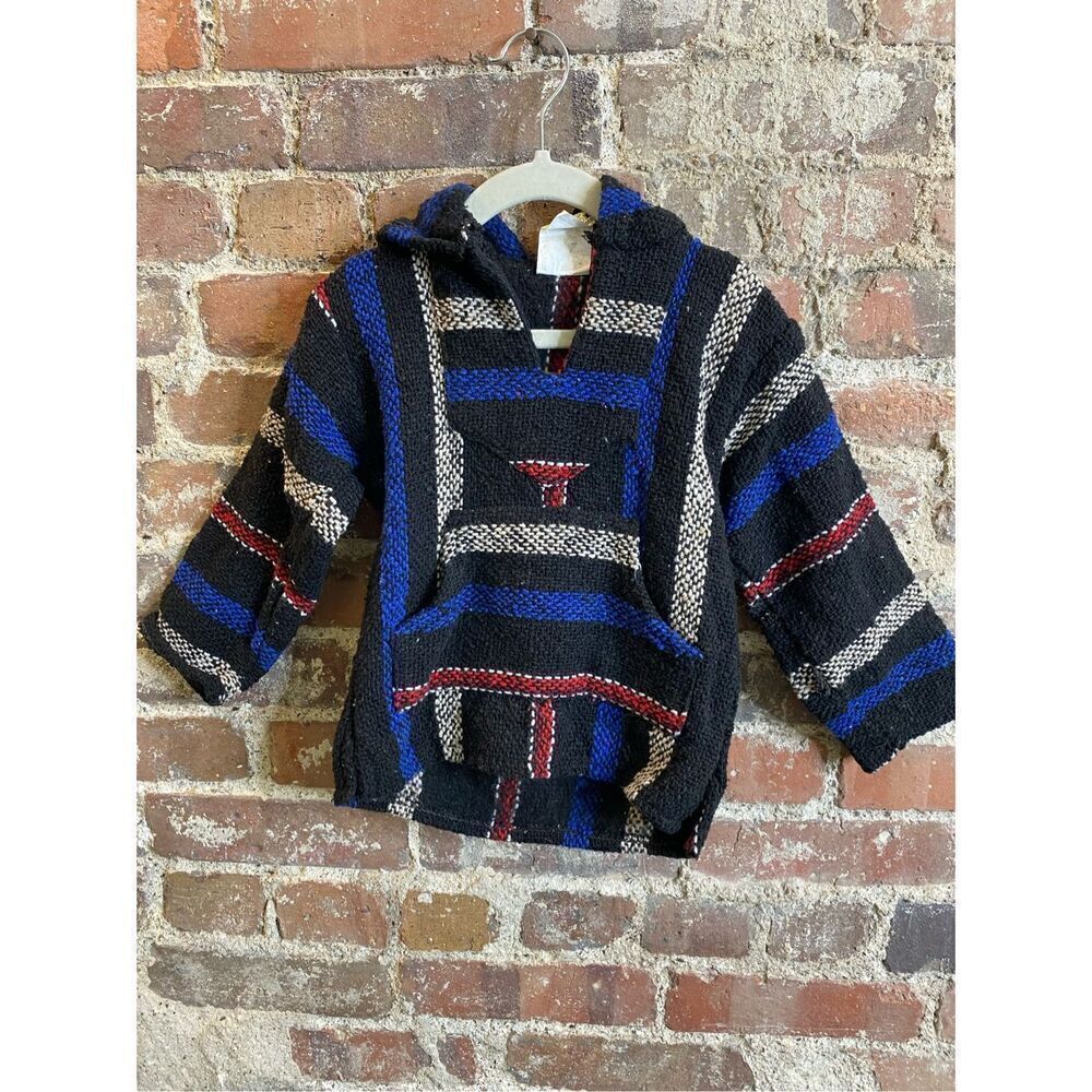 Frank’s Textiles Baja Kids 4T Black/Blue/Red Stripe Pullover Hoodie